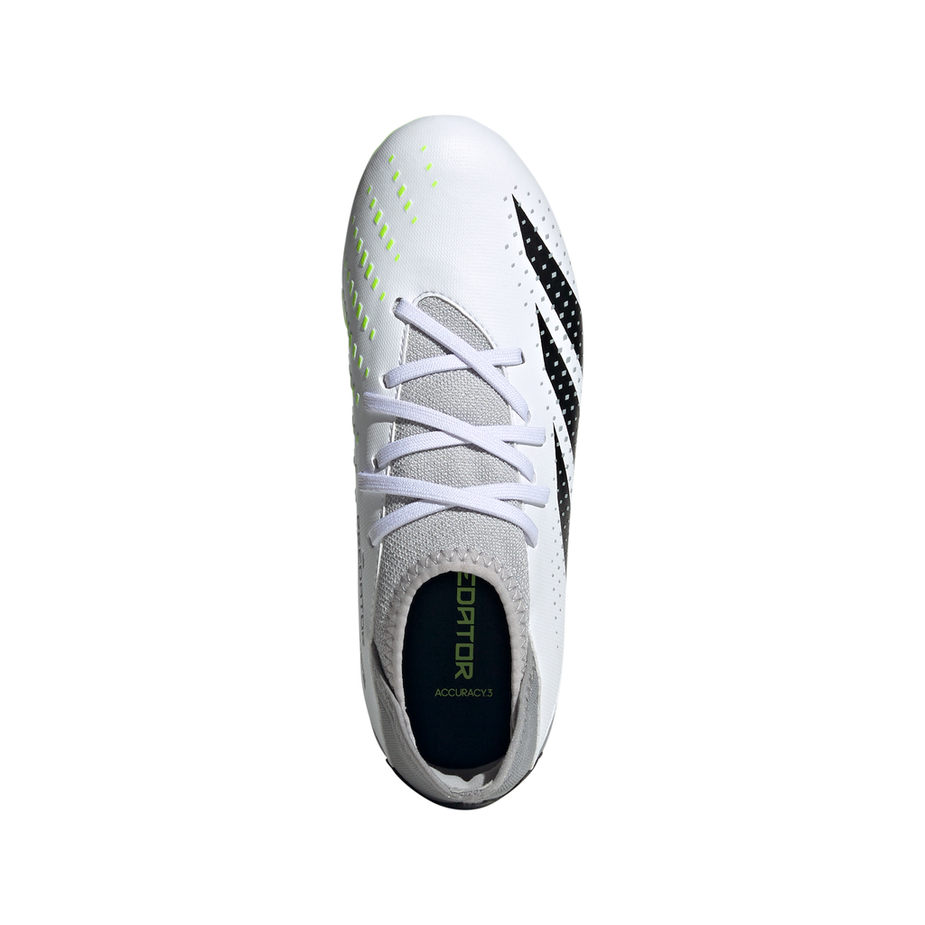 Adidas Predator Accuracy .3 FG J - Cloud White/Core Black/Lucid Lemon |  East Coast Soccer Shop