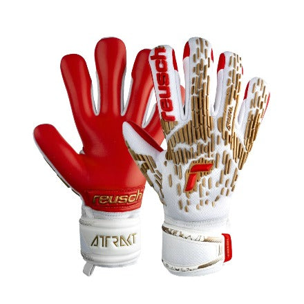 Reusch Attrakt Freegel Silver Finger Support - WHITE/GOLD/RED
