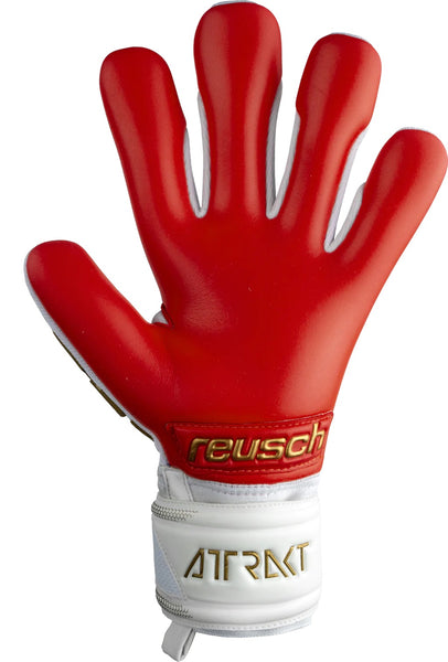 Reusch Attrakt Freegel Silver Finger Support - WHITE/GOLD/RED