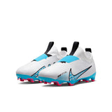 Nike Jr. Zoom Mercurial Vapor 15 Academy FG/MG - WHITE/BALTIC BLUE-PINK BLAST