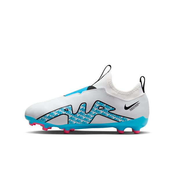 Nike Jr. Zoom Mercurial Vapor 15 Academy FG/MG - WHITE/BALTIC BLUE-PINK BLAST