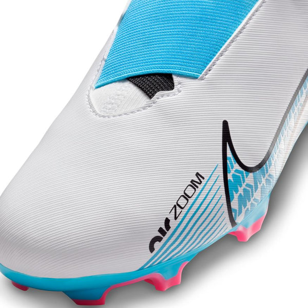 Nike Jr. Zoom Mercurial Vapor 15 Academy FG/MG - WHITE/BALTIC BLUE-PINK BLAST